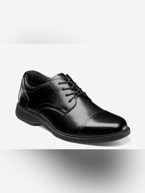 Nunn Bush Men's Leather Black Cap-Toe Lace-Up Dress Shoe Size 7.5 Wide